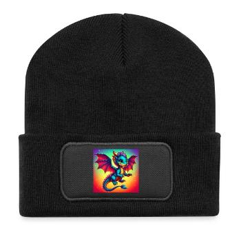 Drache - Recycelte Patch Beanie - Schwarz - Vorne