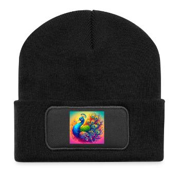 Pfau - Recycelte Patch Beanie - Schwarz - Vorne