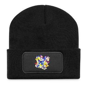 butterfly colorful colourful beautiful art nature - Recycled Patch Beanie - black - Front