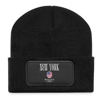 New York USA, souvenir New York - Beanie recyclé à patch - noir - Devant