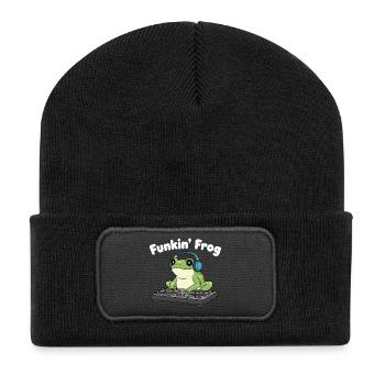 Funkin' Frog DJ in Headphones - Recycled Patch Beanie - black - Front