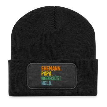 Bogenschießen Bogenschütze Geschenk - Recycelte Patch Beanie - Schwarz - Vorne
