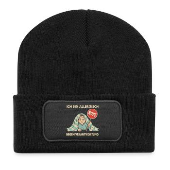 Allergisch gegen Verantwortung - Recycelte Patch Beanie - Schwarz - Vorne
