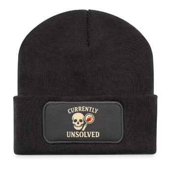 Currently Unsolved – True Crime Mystery Shirt - Recycled Patch Beanie - dark grey - Front