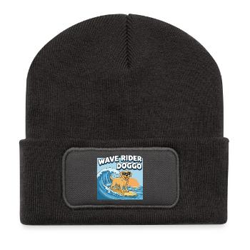 Wellenreiter Hund Surf - Recycelte Patch Beanie - Dunkelgrau - Vorne