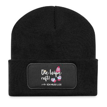 Ski de fond La piste de ski de fond s’appelle le ski de fond biathlon - Beanie recyclé à patch - noir - Devant