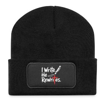 I Write He Rewrites Glauben Jesus - Recycelte Patch Beanie - Schwarz - Vorne