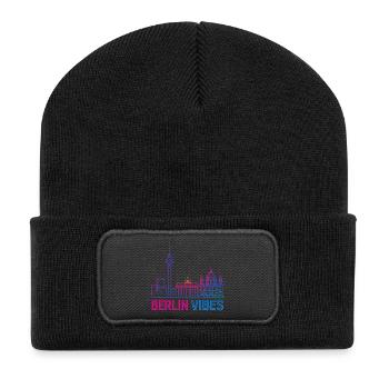 Berlin Vibes Neon Skyline Silhouette Ville - Beanie recyclé à patch - noir - Devant