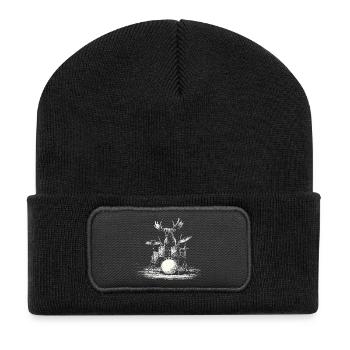 Moose Drums Drummer Music Rock Wildlife - Recycled Patch Beanie - black - Front