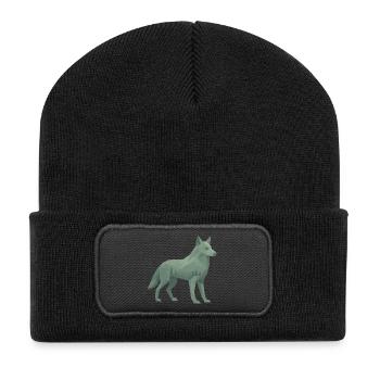 Geometric Wolf - Recycled Patch Beanie - black - Front