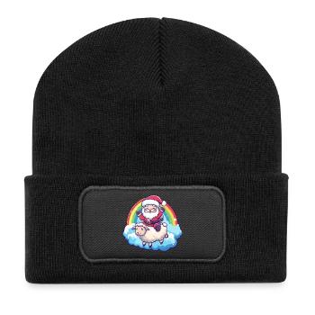 Sheep Santa Claus Christmas - Recycled Patch Beanie - black - Front