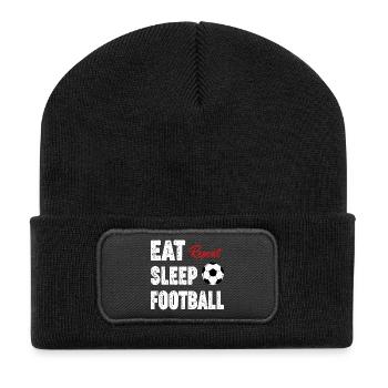 Essen Schlaf Fußball Wiederholen - Recycelte Patch Beanie - Schwarz - Vorne