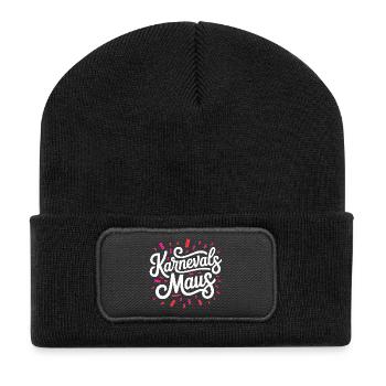 Karnevalsmaus Karneval Köln Kölner Karnevals Maus - Recycelte Patch Beanie - Schwarz - Vorne