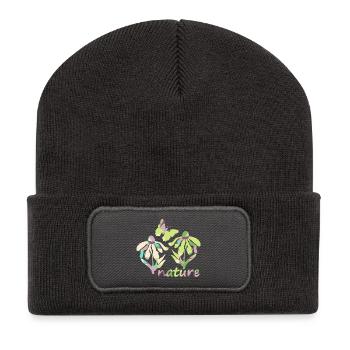 Couleur Nature - Floraison - Beanie recyclé à patch - charbon - Devant