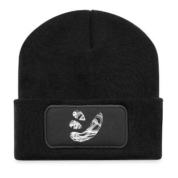 Japanese text 'シ' (shi) pattern - Recycled Patch Beanie - black - Front