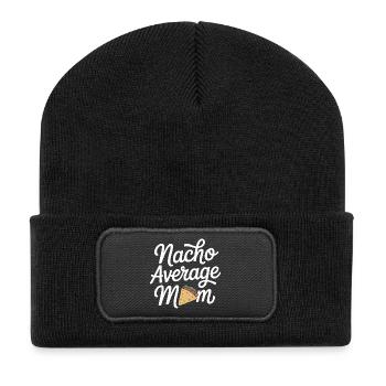 Nacho Average Mom Funny - Recycled Patch Beanie - black - Front