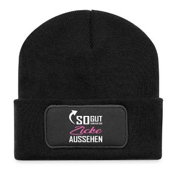 Seule une chienne peut avoir l’air aussi belle - Beanie recyclé à patch - noir - Devant