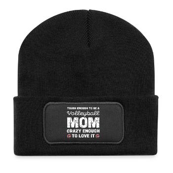 Maman de volley-ball courageuse et adore ça - Beanie recyclé à patch - noir - Devant