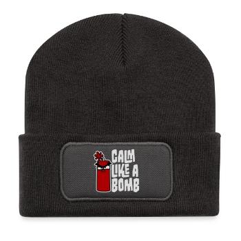 Calme comme une bombe Paradoxe Ironie Humour Blague explosive - Beanie recyclé à patch - charbon - Devant