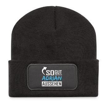 Seul un Adrian peut être aussi beau - Beanie recyclé à patch - charbon - Devant