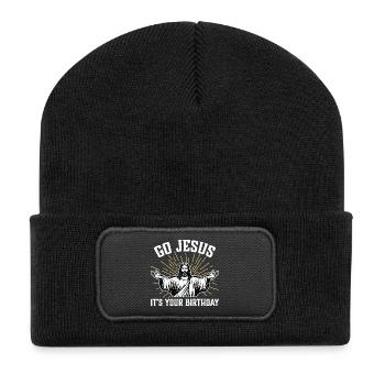 Go Jesus it's your birthday - Recycled Patch Beanie - black - Front