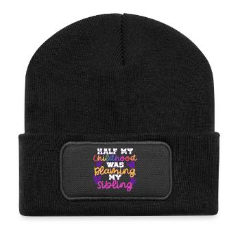 Frère ou sœur Sœur blâmant mon frère ou ma sœur - Beanie recyclé à patch - noir - Devant