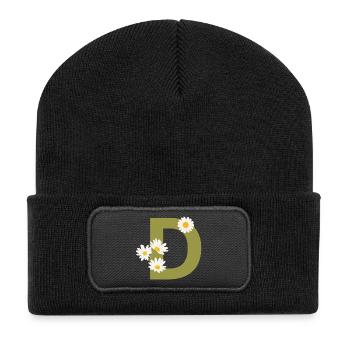 Letter d Green Daisies - Recycled Patch Beanie - black - Front
