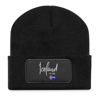 Icelandic roots, I love Iceland - Recycled Patch Beanie - black - Front