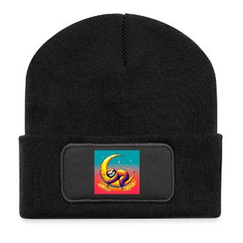 La paresse dort sur la Lune - Beanie recyclé à patch - noir - Devant