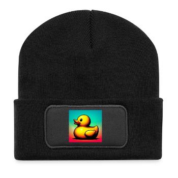 Ente Ente Ente Ente Ente - Recycelte Patch Beanie - Schwarz - Vorne