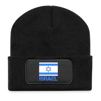 Flagge Israels mit Davidstern - Recycelte Patch Beanie - Schwarz - Vorne