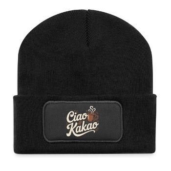Ciao Kakao Heiße Schokolade Hot Chocolate Tschüss - Recycelte Patch Beanie - Schwarz - Vorne