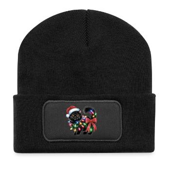 Chat de Noël - Beanie recyclé à patch - noir - Devant