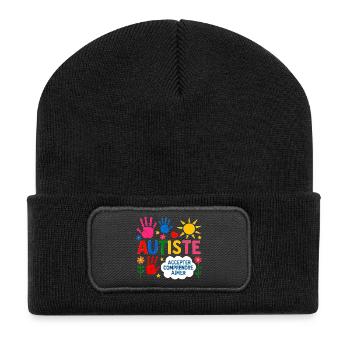 Autiste Cadeau Autisme Inclusion Neurodiversité - Beanie recyclé à patch - noir - Devant