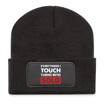 Alles was ich berühre verkauft - Recycelte Patch Beanie - Dunkelgrau - Vorne