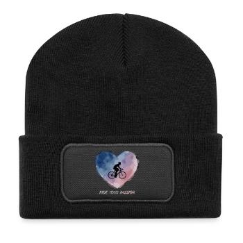 Balade en forme de cœur à l’aquarelle - Beanie recyclé à patch - noir - Devant