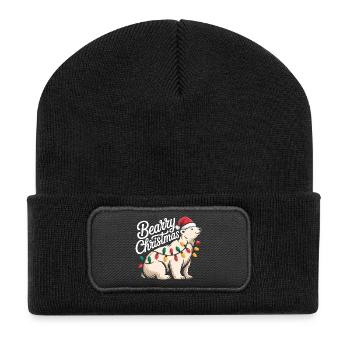 Bärenweihnachten-Weihnachts-Weihnachtsmann - Recycelte Patch Beanie - Schwarz - Vorne