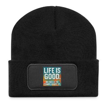 Dire positif : La vie est bonne simple Joie - Beanie recyclé à patch - noir - Devant