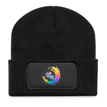Colorful mouse in a swirl of color - Recycled Patch Beanie - black - Front