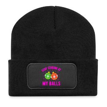 Stop Staring at my Balls - Recycled Patch Beanie - black - Front
