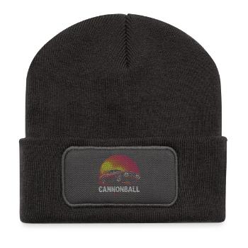 Cannonball Rally Halftone Muscle Car - Recycelte Patch Beanie - Dunkelgrau - Vorne