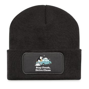 Reste frais, conduis propre, Penguin - Beanie recyclé à patch - charbon - Devant
