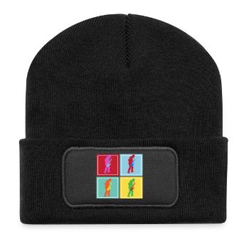 Retro saxophone vintage saxophonist - Recycled Patch Beanie - black - Front