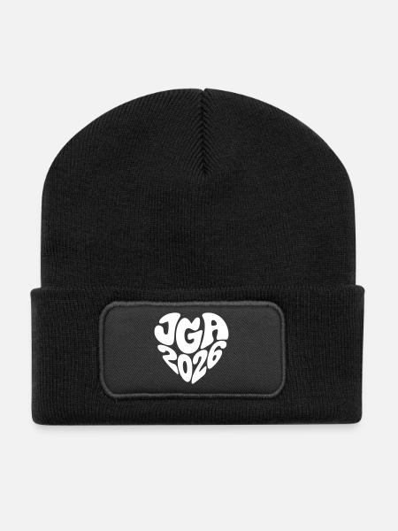 JGA 2026 Herzform - Recycelte Patch Beanie - Schwarz