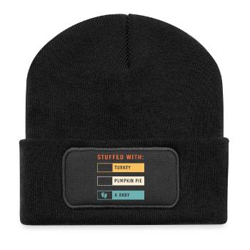 Thanksgiving Gender Reveal Mom-to-be - Recycled Patch Beanie - black - Front