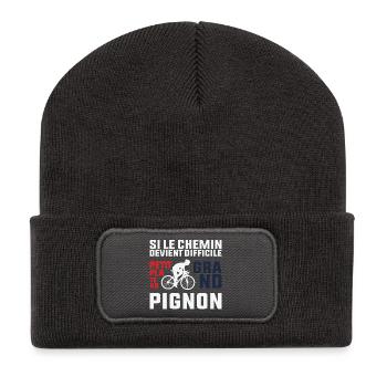 Wenn der Weg schwierig wird – Radfahrer-Geschenk - Recycelte Patch Beanie - Dunkelgrau - Vorne