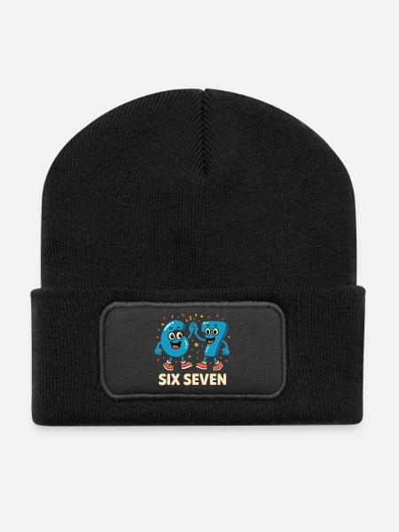 67 Six Seven 6-7 - Recycelte Patch Beanie - Schwarz
