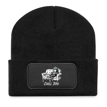 Chill Bro Affe mit Sonnenbrille Gamer Lustig Gesch - Recycelte Patch Beanie - Schwarz - Vorne