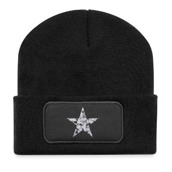 Stern Camouflage - Mit Löchern - Recycelte Patch Beanie - Schwarz - Vorne