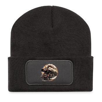 Vintage Dampflok Power - Recycelte Patch Beanie - Dunkelgrau - Vorne
